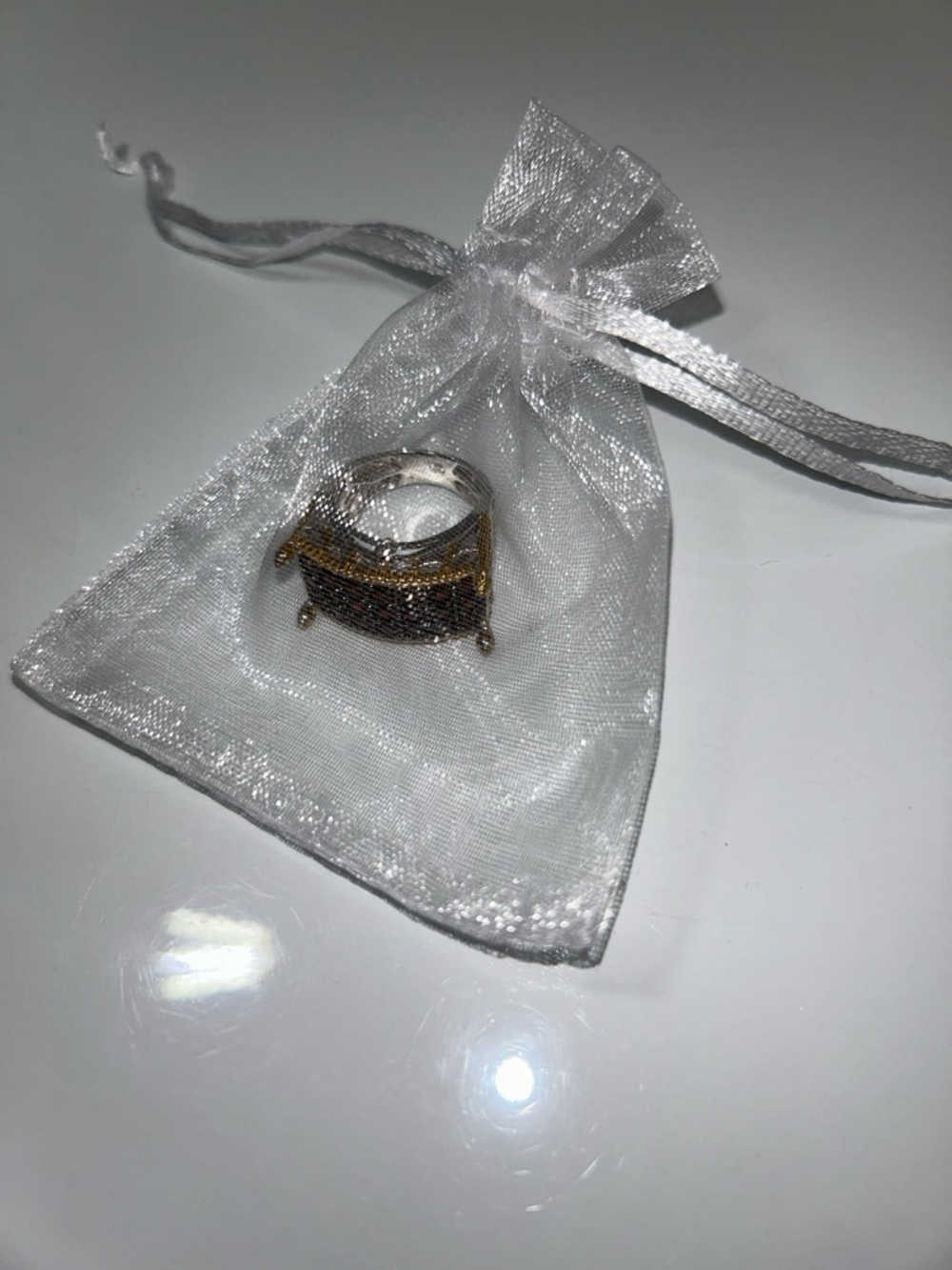 NWT Gems En Vogue Designer Palladium 14k Accent Genuine Garnet Bridge Ring - Picture 8 of 13